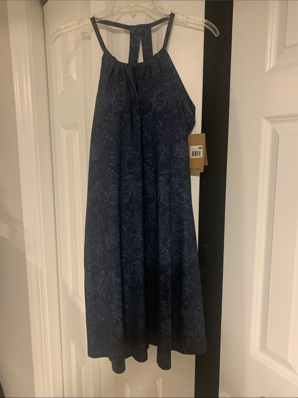 Eddie Bauer Navy Blue Floral Halter Dress